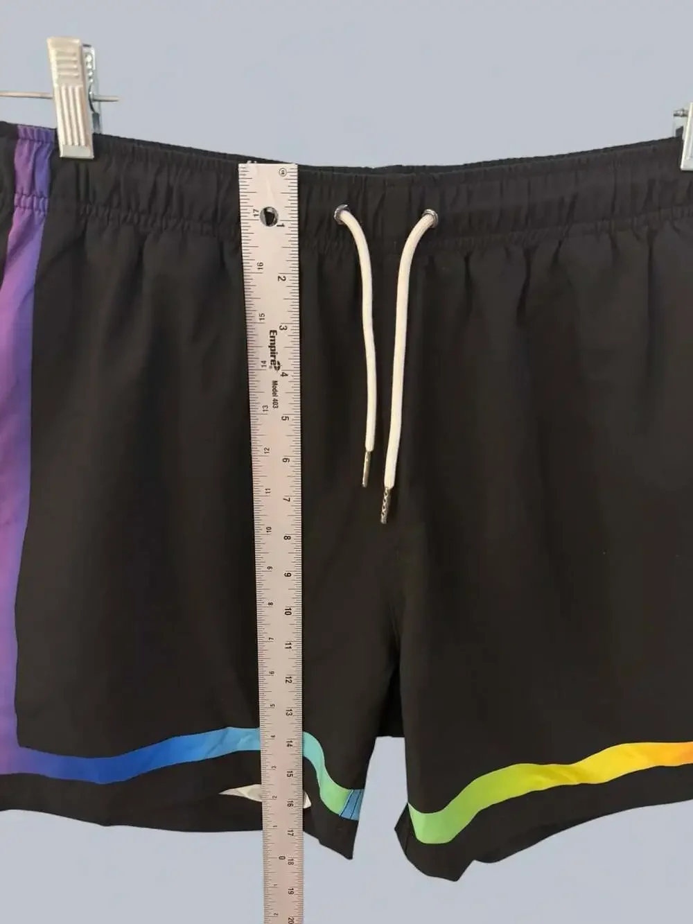 Mavrans Swim Shorts Size L Black Rainbow Stripe Midi